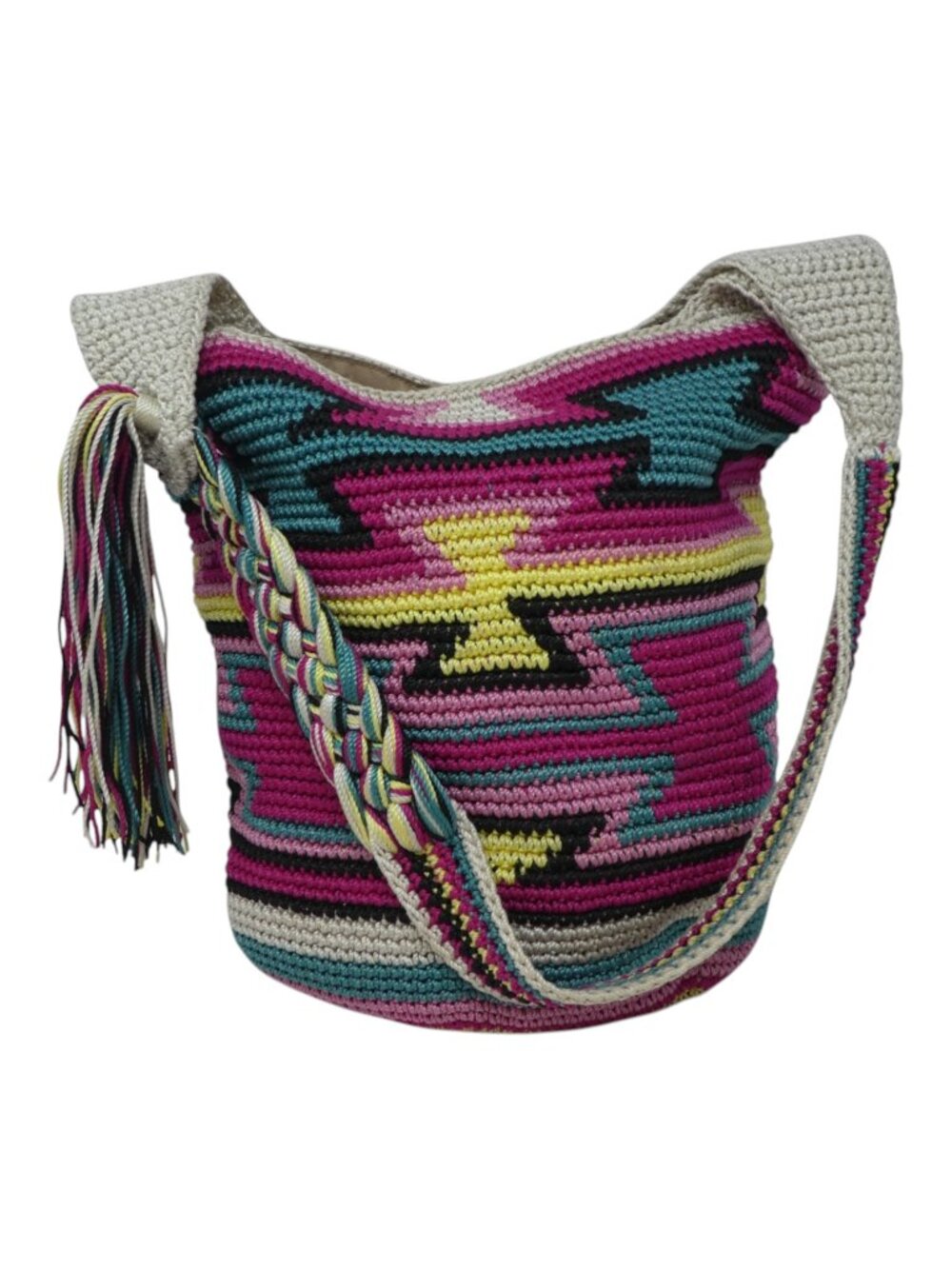 The Sak Back to Bali Artisan Made Multicolor Crochet Hobo Shoulder Bag